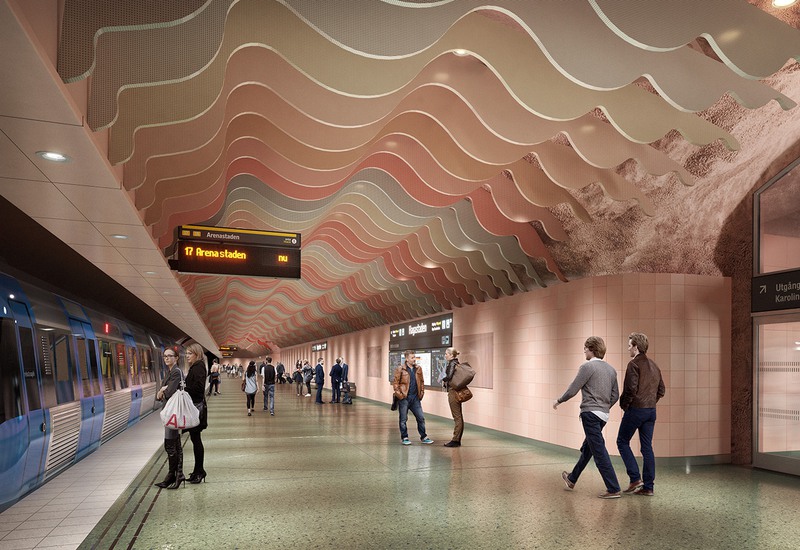 Visionsbild på plattformsutrymmet i Hagastaden.