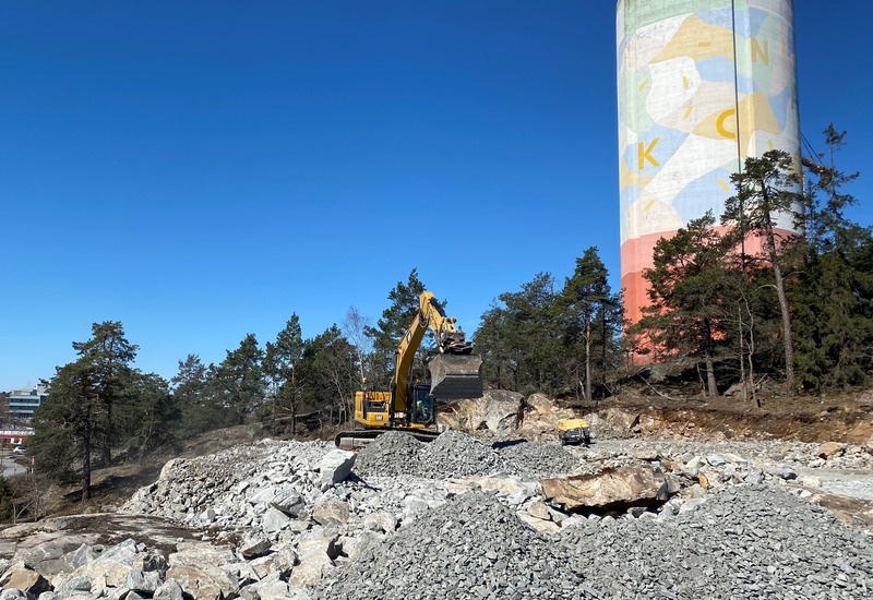 Arbete med gång- och cykelväg i Jarlaberg