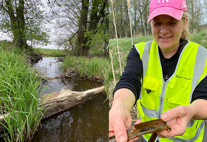 Susanna Wold, hållbarhetshandläggare för tunnelbanan till Barkarby, vid Igelbäcken.