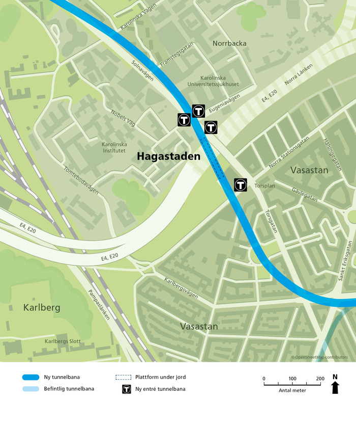 Station Hagastaden får fyra entréer