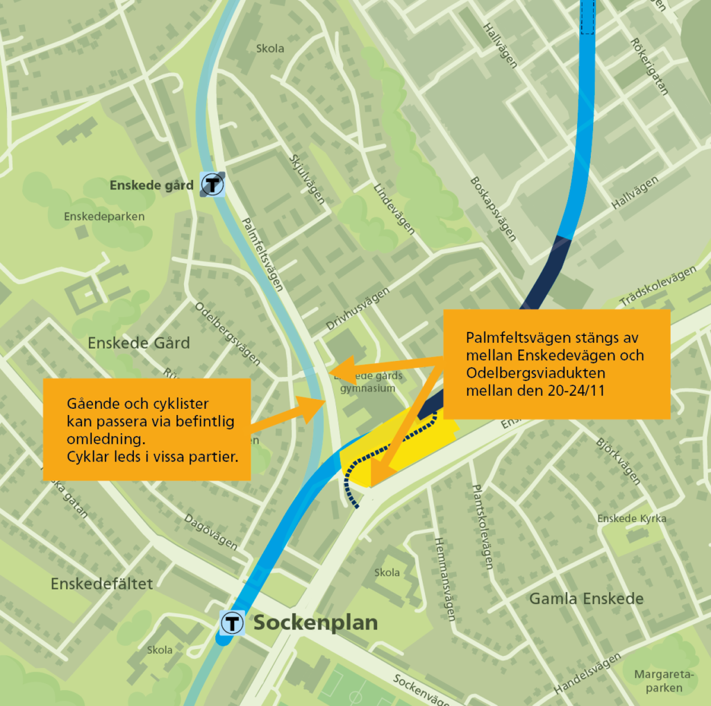 Begränsad framkomlighet på Palmfeltsvägen 20-24/11