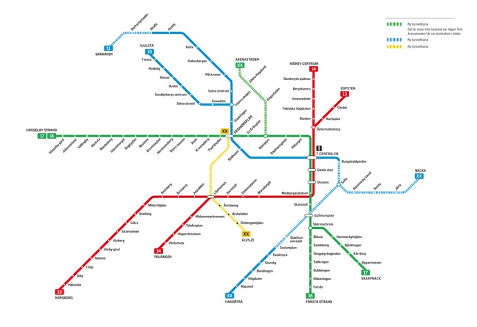 Karta över framtidens tunnelbana