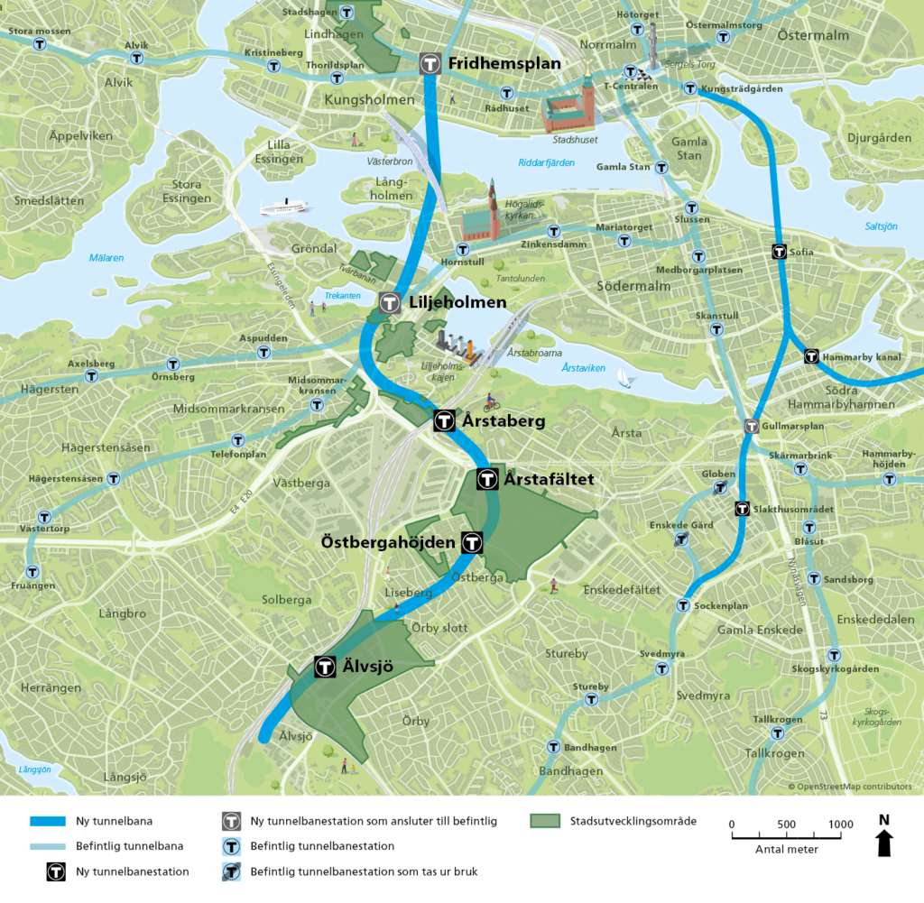 Karta som visar var stadsutvecklingen sker.