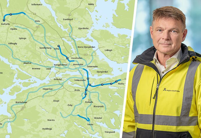 Förvaltningschefen och en karta som visar Stockholmsförhandlingens projekt